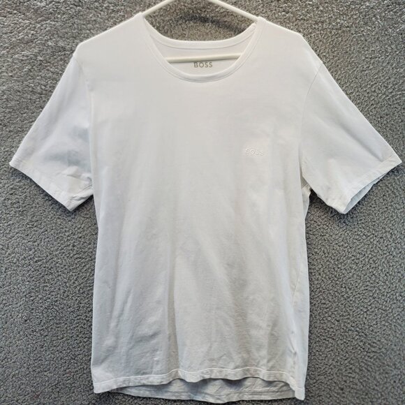 Boss Other - Boss Mens T-Shirt Embroidered Crew Neck Cotton Logo Tee White Size XL